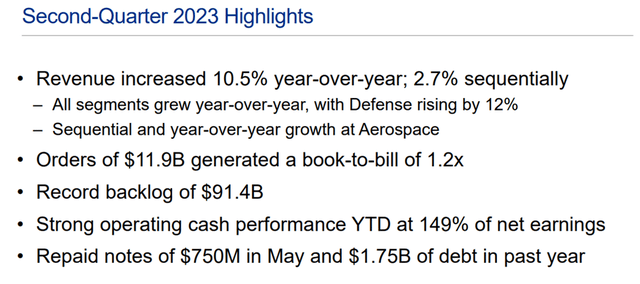 Second-Quarter Highlights of GD