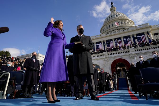 Harris delivers a speech as she formally accepts the nomination at the <a href=